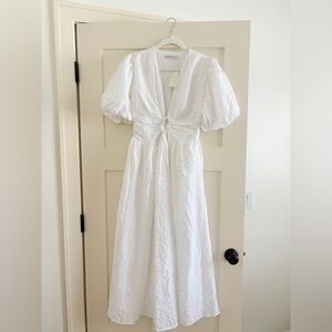 Abercrombie & Fitch White Maxi Dress with Puff Sleeves